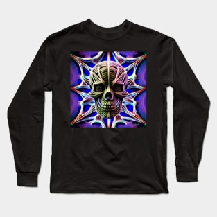 Trippy Psychedelic Patterns Skull 18 Long Sleeve T-Shirt